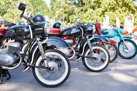 Vintage old motorcycles in retro style