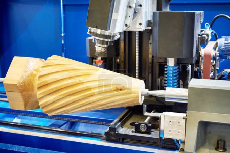 CNC machining center wood lathe 5 axis with wooden part detail