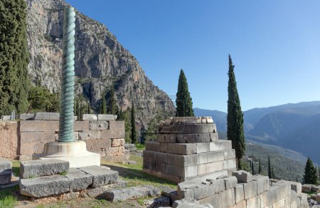 The Serpent Column in Delphi archaeological site, Greece