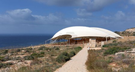 Mnajdra megalithic temple complex, on the southern coast of the Mediterranean island of Malta