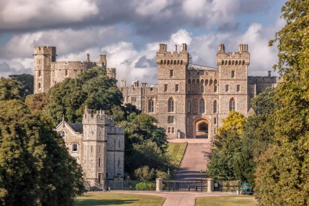 Photo for Windsor castle with public park a royal residence at Windsor in the English county of Berkshire. - Royalty Free Image