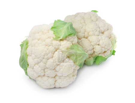 Photo for Whole fresh raw cauliflowers on white background - Royalty Free Image