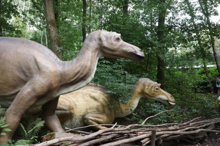 Amersfoort, the Netherlands - August 20, 2022: Dinosaurs in DierenPark outdoors