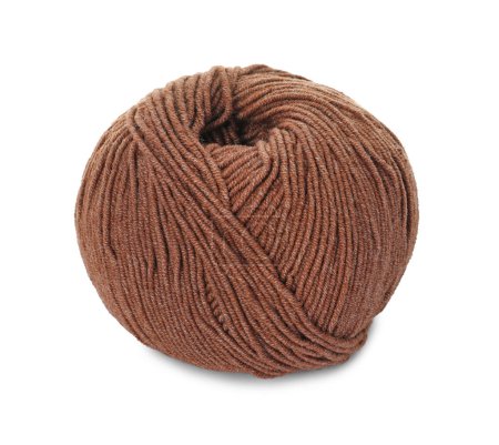 Téléchargez les photos : Fils de laine brun doux isolés sur blanc - en image libre de droit
