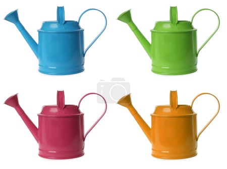 Photo for Set with different watering cans on white background - Royalty Free Image