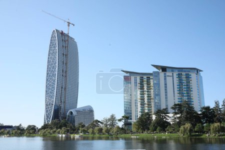 Photo for Batumi, Georgia - October 12, 2022: Mariott building and Hilton hotel near Nurigeli lake - Royalty Free Image
