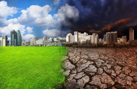Photo conceptuelle représentant la Terre détruite par la pollution de l'environnement