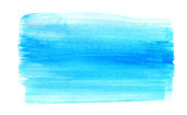 Blue paint stroke drawn with brush on white background, top view Poster #620011642