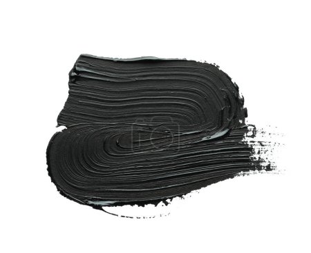 Pinselstriche schwarzer Ölfarbe auf weißem Hintergrund, Draufsicht