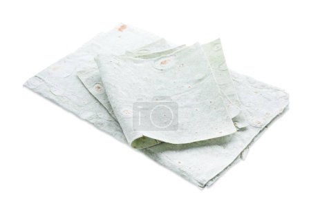 Photo for Delicious green folded Armenian lavash on white background - Royalty Free Image