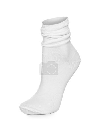Photo for Textile sock isolated on white. Footwear accessory - Royalty Free Image