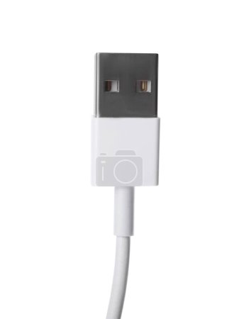 Téléchargez les photos : Câble USB isolé sur blanc. Technologie moderne - en image libre de droit