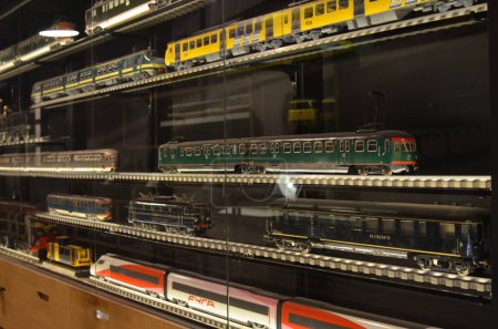 Photo for Utrecht, Netherlands - July 23, 2022: Models of different old trains on display in Spoorwegmuseum - Royalty Free Image