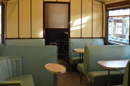Photo for Utrecht, Netherlands - July 23, 2022: Interior of dining car in Spoorwegmuseum - Royalty Free Image