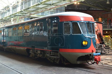 Photo for Utrecht, Netherlands - July 23, 2022: Old diesel train on display in Spoorwegmuseum - Royalty Free Image