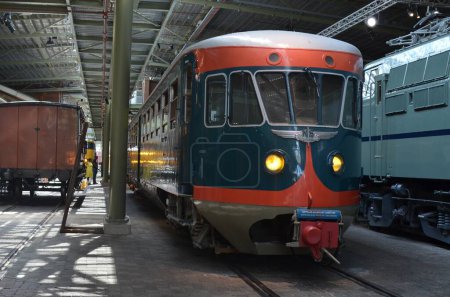 Photo for Utrecht, Netherlands - July 23, 2022: Old diesel train on display in Spoorwegmuseum - Royalty Free Image