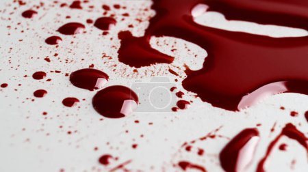 Photo for Stain and splashes of blood on light grey background, closeup - Royalty Free Image