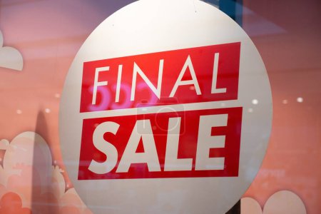 Photo for Siedlce, Poland - July 26, 2022: Final Sale sign in fashion store at shopping mall. Seasonal discount offer - Royalty Free Image