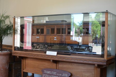 Photo for Utrecht, Netherlands - July 23, 2022: Model of old train on display in Spoorwegmuseum - Royalty Free Image