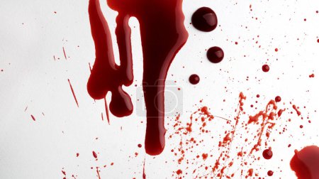 Photo for Stain and splashes of blood on light grey background - Royalty Free Image