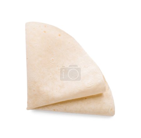 Photo for Delicious folded Armenian lavash on white background, top view - Royalty Free Image