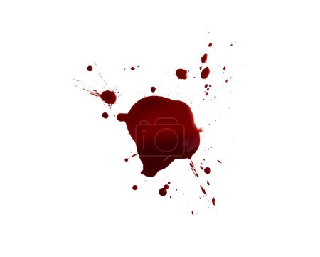 Splash of blood isolated on white, top view