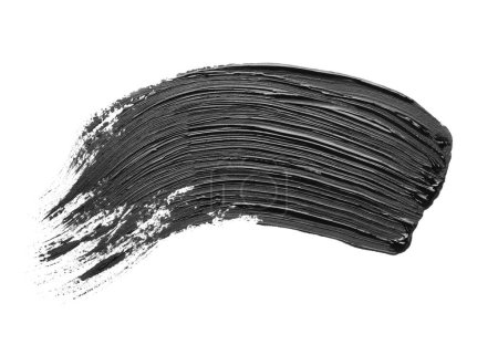 Pinselstriche schwarzer Ölfarbe auf weißem Hintergrund, Draufsicht