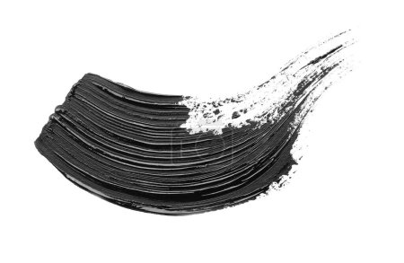 Pinselstrich schwarzer Ölfarbe auf weißem Hintergrund, Draufsicht