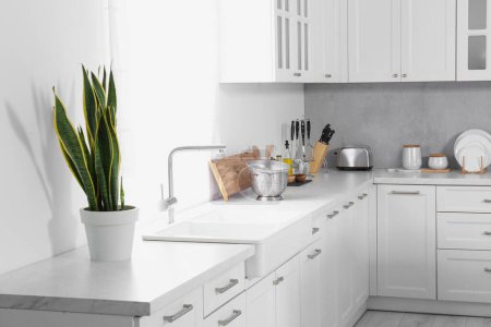 Téléchargez les photos : Bel intérieur de cuisine avec des meubles modernes élégants - en image libre de droit