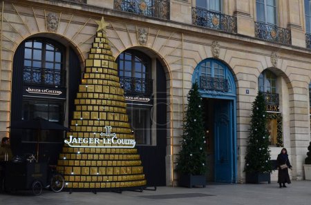 Photo for Paris, France - December 10, 2022: Jaeger-LeCoultre store exterior with Christmas decor - Royalty Free Image