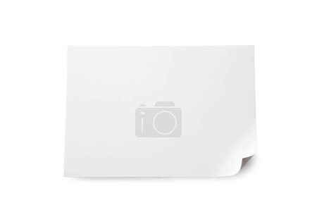 Blanko-Papierbogen mit abgedrehter Ecke isoliert auf weiß, Ansicht von oben