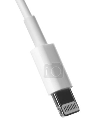 Téléchargez les photos : Câble de foudre USB isolé sur blanc. Technologie moderne - en image libre de droit