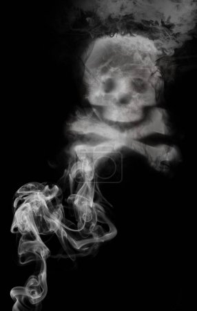 No Smoking. Skull and crossbones symbol of smoke on black background