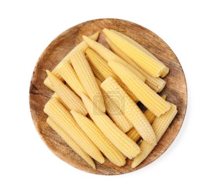 Photo for Pickled baby corn isolated on white, top view - Royalty Free Image