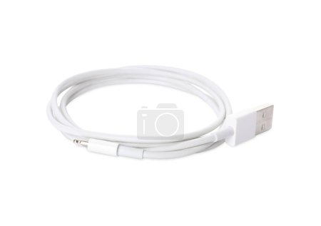 Téléchargez les photos : USB cable with lightning connector isolated on white - en image libre de droit