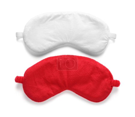 Photo for Two soft sleep masks isolated on white, top view - Royalty Free Image
