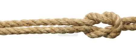 Foto de Cuerda de cáñamo con nudo cuadrado sobre fondo blanco - Imagen libre de derechos