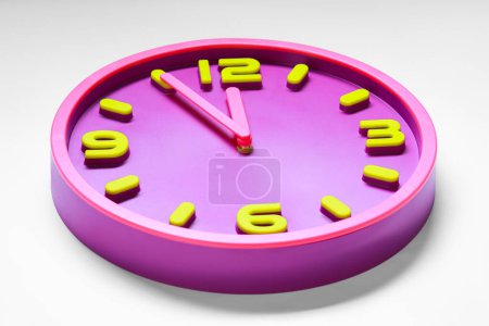 Photo for Clock showing five minutes until midnight on white background, closeup. New Year countdown - Royalty Free Image