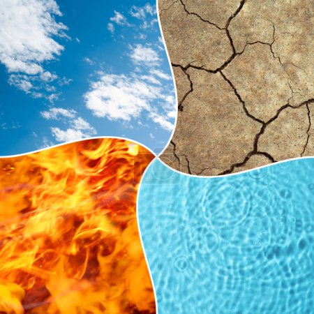 Téléchargez les photos : Set of four elements: Air, Earth, Fire and Water - en image libre de droit