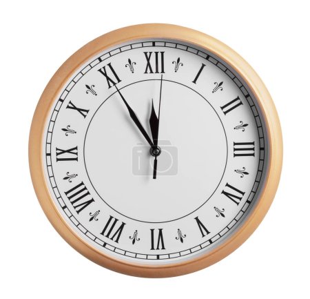 Photo for Stylish analog clock isolated on white. New Year countdown - Royalty Free Image