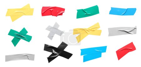 Photo for Collage with pieces of colorful insulating tapes on white background - Royalty Free Image