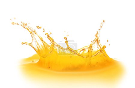 Photo for Splashing tasty fresh juice on white background - Royalty Free Image