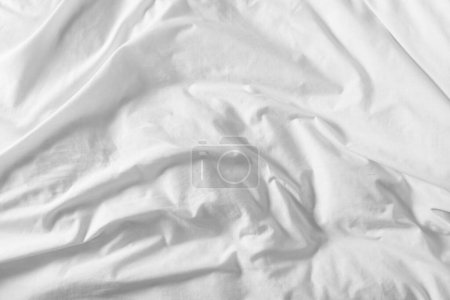 Photo for Crumpled white fabric as background, closeup view - Royalty Free Image