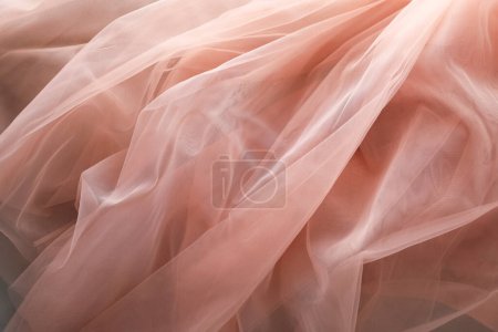 Foto de Beautiful tulle fabric as background, closeup view - Imagen libre de derechos