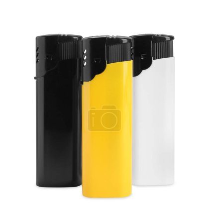 Téléchargez les photos : Stylish small pocket lighters on white background - en image libre de droit