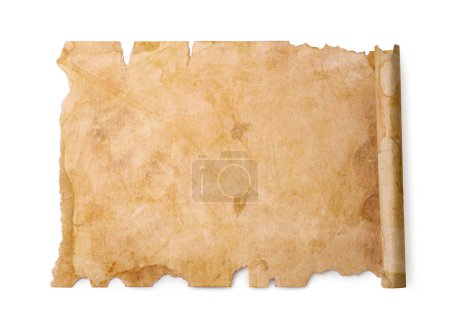Photo for Parchment isolated on white. Old paper texture - Royalty Free Image