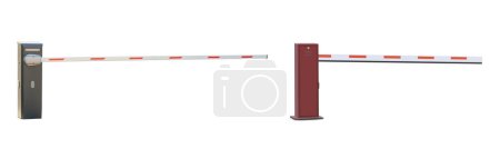 Photo for Collage with boom barriers isolated on white - Royalty Free Image