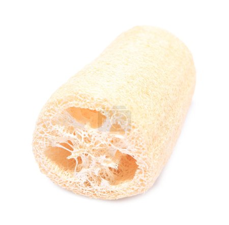 Photo for New loofah sponge isolated on white. Personal hygiene - Royalty Free Image