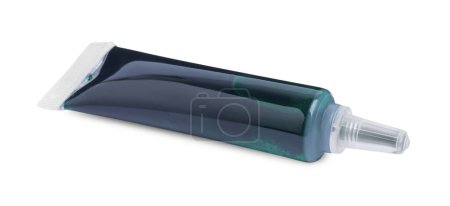 Téléchargez les photos : Tube avec colorant alimentaire vert sur fond blanc - en image libre de droit