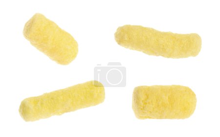 Photo for Collage with tasty corn sticks on white background - Royalty Free Image